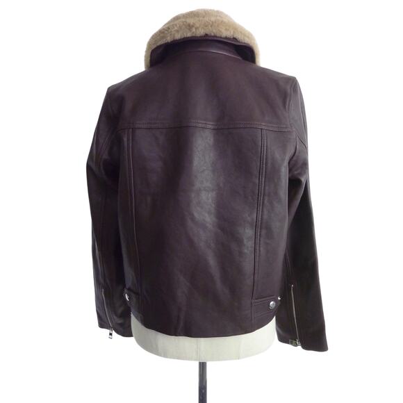 Madewell Sherpa Collar Asymmetric Jacket Leather S - Picture 3 of 7